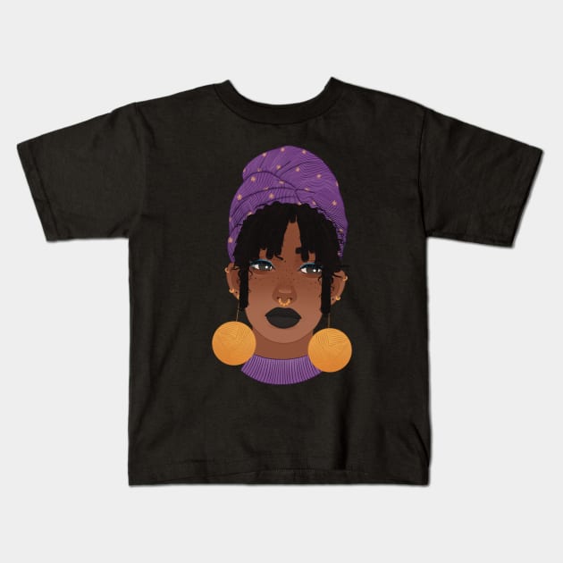 Afro girl with curls Kids T-Shirt by amys_warehouse 